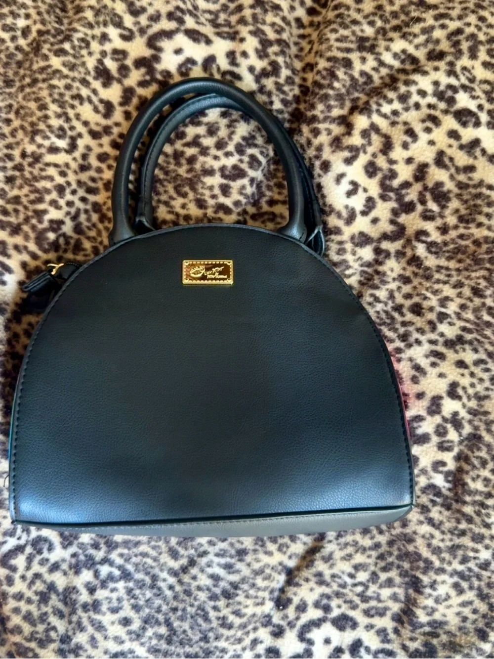 Betsey Johnson Black Cat Satchel with Pink Ear Accents
